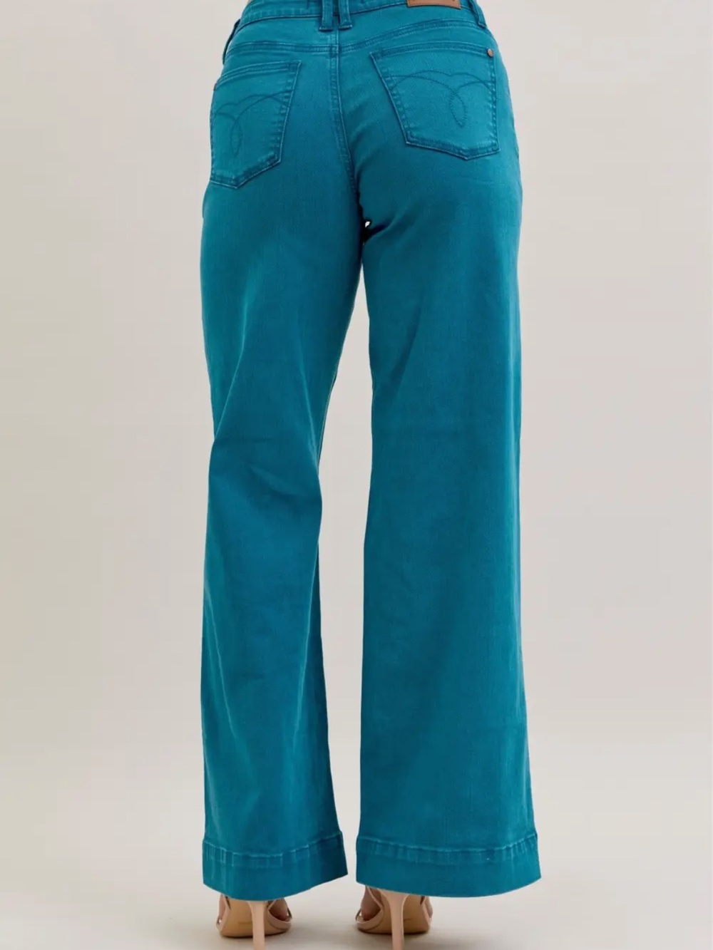 Judy Blue Teal High-Rise Wide Leg Jeans - Picture 3 of 4
